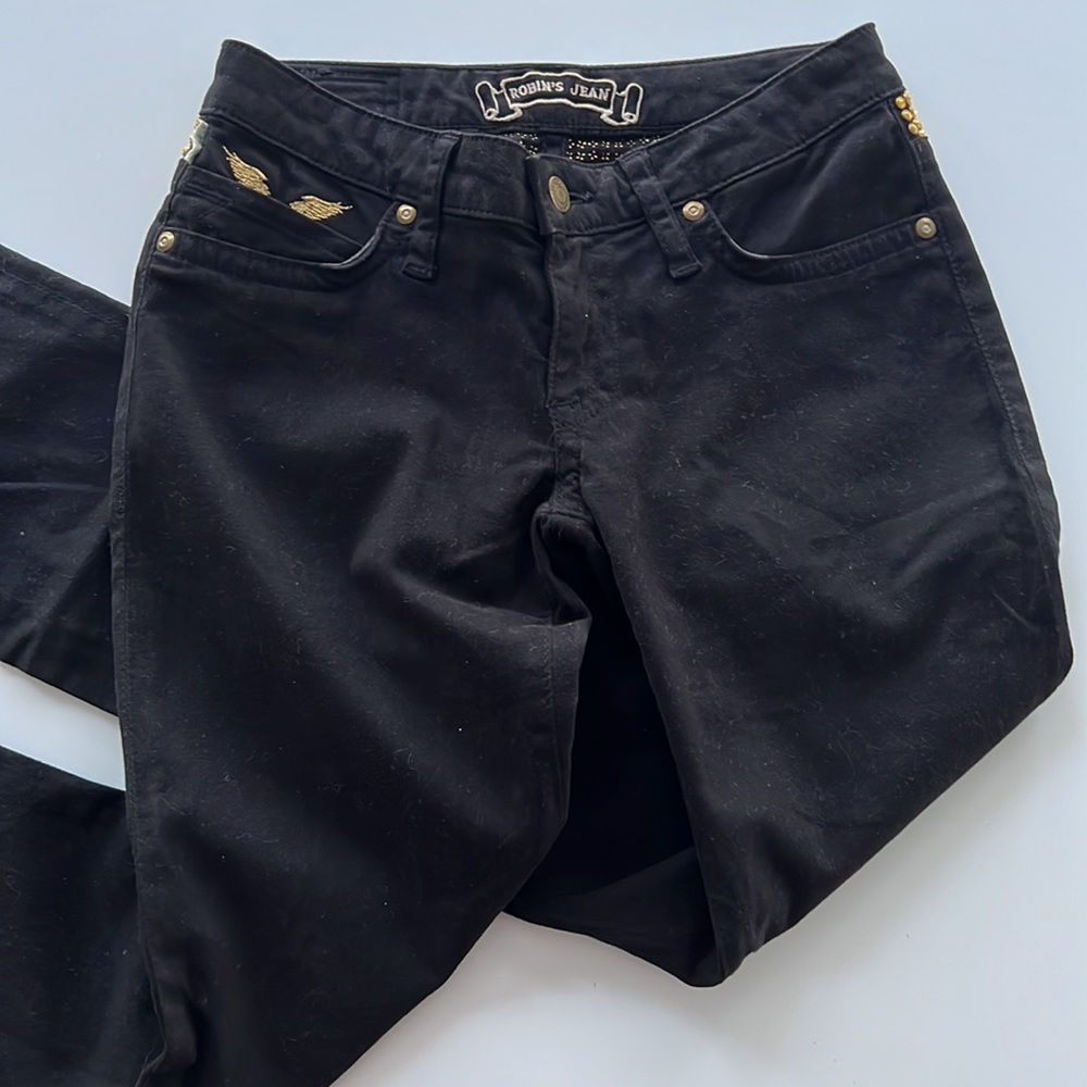 Robins Jean Gold Stud Black Jeans